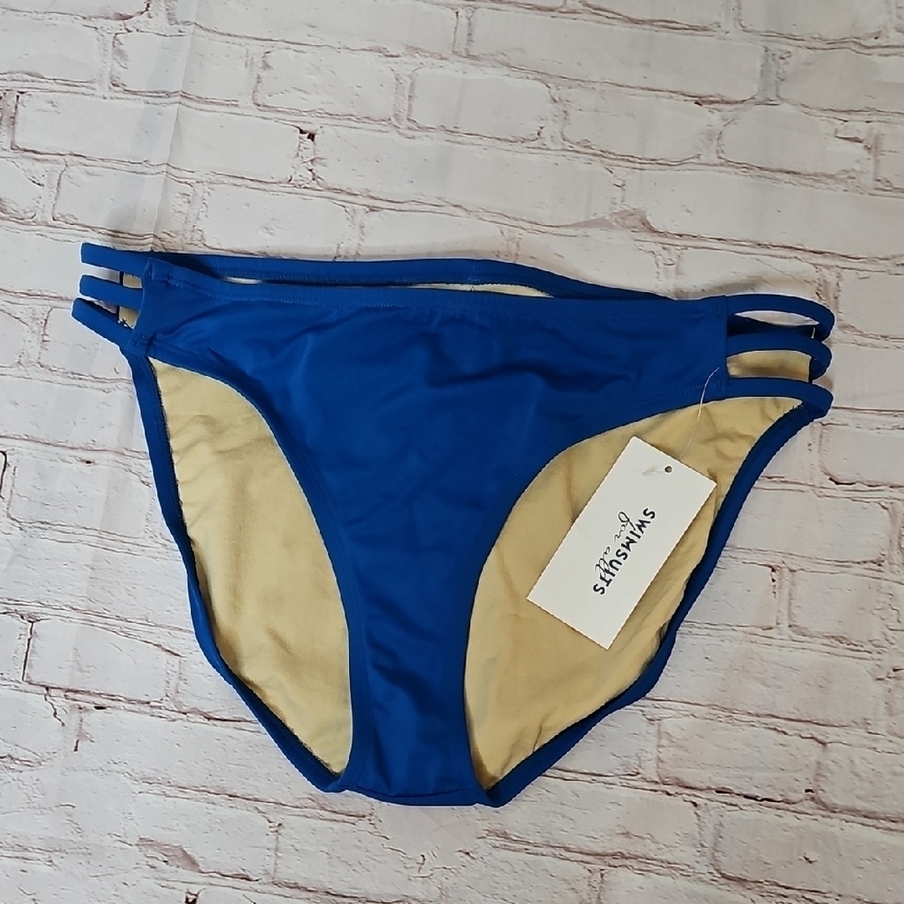 Swimsuits For All Blue Bikini Bottom Peekaboo Sides NWT Size 14